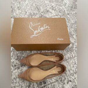 Christian Louboutin Galativi suede nude beige flats size 37.5